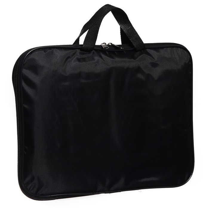 Папка с ручками текстильная А4, 350 х 270 х 20 мм, Calligrata "Офис", нейлон 600D, двуцветный кант, чёрная