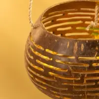 Подсвечник подвесной из кокоса, 8-12 см, коричневый