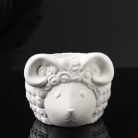 Кашпо "Баран" 12х10х7 см, натуральный, гипс