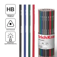 Карандаш чернографитных ErichKrause "Deep Classic triangular", НВ, грифель d=2,2 мм, дерево, трехгранный, в тубусе, микс