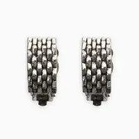 Клипсы "Винтаж" плетение, цвет чернёное серебро