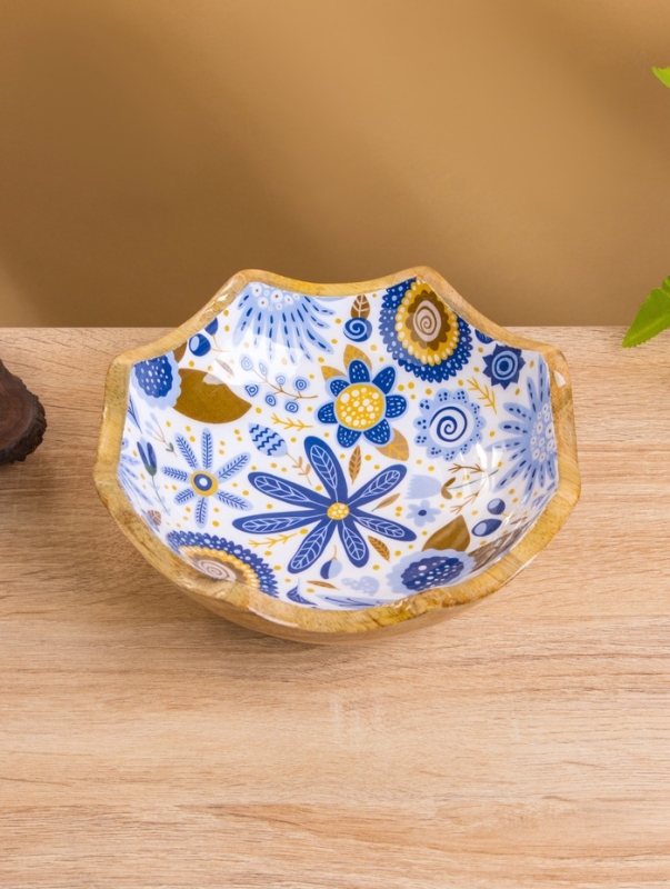 Салатник "Васильки" дерево манго 20х20х8 см