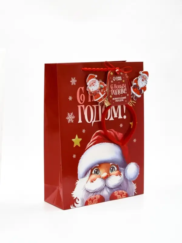Пакет подарочный &laquo;Новогодняя сказка&raquo;, с ободком, 31 &times; 11 &times; 40 см