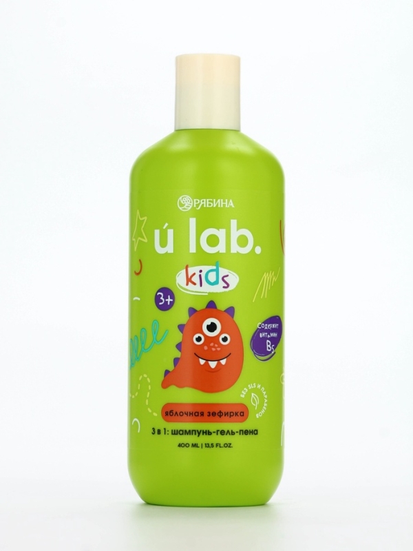 Детский шампунь-гель-пена 3в1 &laquo;Монстрики&raquo;, 400 мл, аромат сладкая яблочная зефирка, ULAB