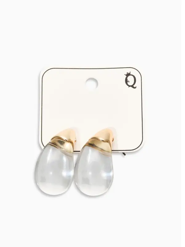 Серьги "Капли Бо", цвет прозрачный белый в золоте