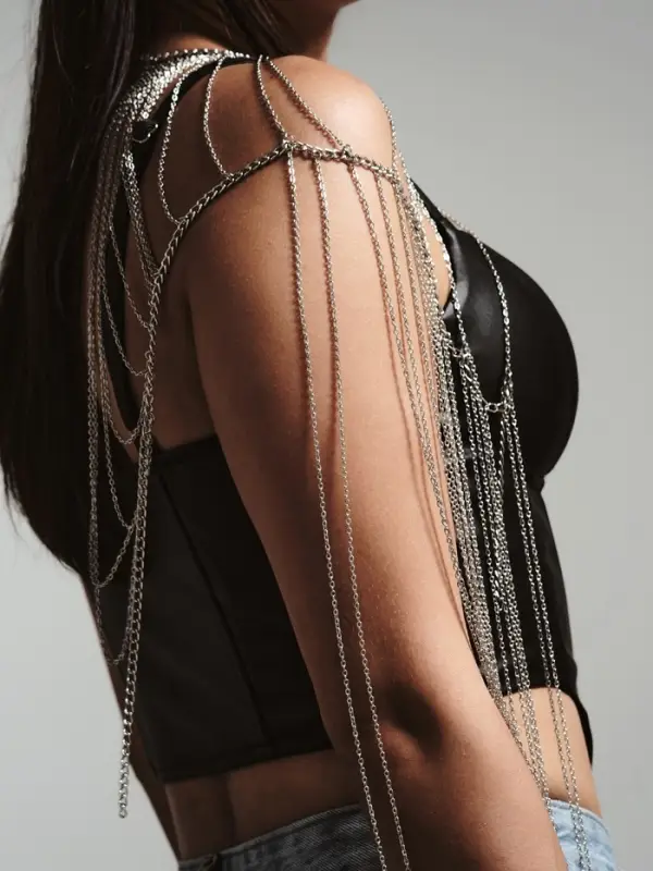 Бодичейн через плечо &laquo;Цепочка&raquo;, цвет серебро