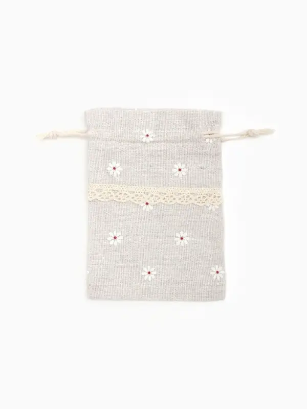 Мешочек подарочный &laquo;Лён&raquo; с ромашкой 10&times;13.5, цвет кремовый
