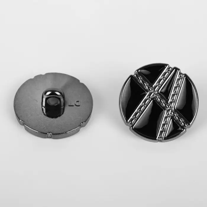 Пуговицы на ножке, d=21.5 мм, набор 5 шт., цвет чёрный, серебряный