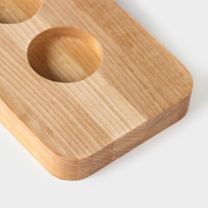 Доска для подачи шотов с ручкой, 60&times;9&times;1,8 см, на 8 рюмок, диаметр ячеек 3,9 см, с пропиткой, берёза