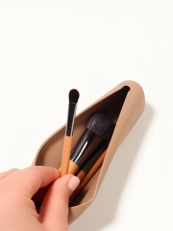 Футляр д/кистей 20*5*2см силикон бежевый пакет QF