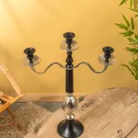 Подсвечник канделябр  на 3 свечи "Тёмная Вуаль" алюминий 46х15х62 см