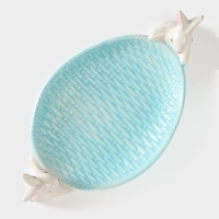 Блюдо сервировочное Доляна &laquo;Зайка&raquo;, 30&times;16,5&times;10 см, цвет голубой