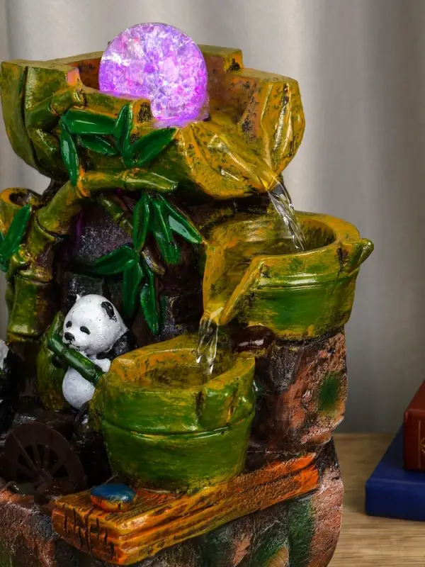 Фонтан "Панды на мельнице" 25х15х16 см (с подсветкой)