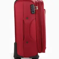 Чемодан 20",Текст,36*25*58,отд на молнии,1 нар/карм, увелич,код замок,4 колеса, красный