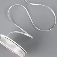 Лента атласная, 3 мм, 45&plusmn;1 м, белая №01