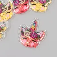 Шейкер для творчества PVC "Единорог с цветами" с глиттером МИКС 6х5,2 см