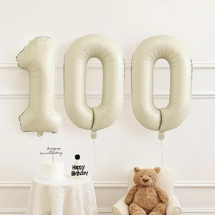 Шар фольгированный 40" Цифра 1, цвет взбитые сливки