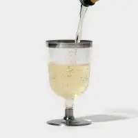 Бокал пластиковый одноразовый для вина &laquo;Кристалл&raquo;, 200 мл, с металлизированными каемками, цвет прозрачный, 6 шт/уп