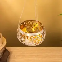 Подсвечник подвесной из кокоса, 14&times;14&times;10 см, золотисто-белый