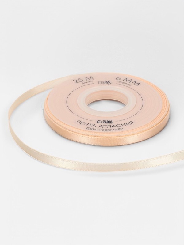 Лента атласная двухсторонняя №112 6мм*25&plusmn;1м айвори TR