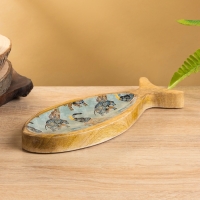 Блюдо в форме рыбки "Мудрый слон" дерево манго 25,5х10х2 см