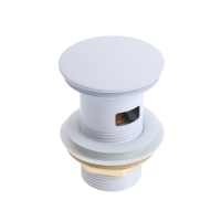 Донный клапан ZEIN engr, большая кнопка, с переливом, нержавеющая сталь, белый