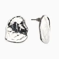 Серьги металл &laquo;Мятые&raquo;, цвет серебро