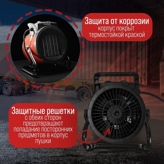 Тепловая пушка ЛОМ, электрическая, 220 В, 1000/2000 Вт, до 60 м2, 100 м3/час