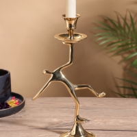 Подсвечник на 1 свечу "Люмьер" на конусе 14х6,5х23 см, латунь, цв. золото