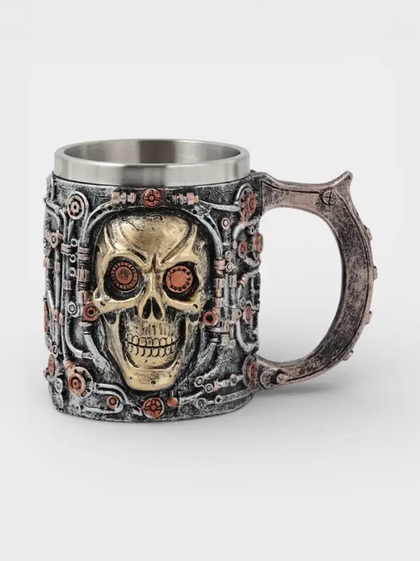 Кружка &laquo;Череп&raquo;, 400 мл, нержавеющая сталь, серебристая