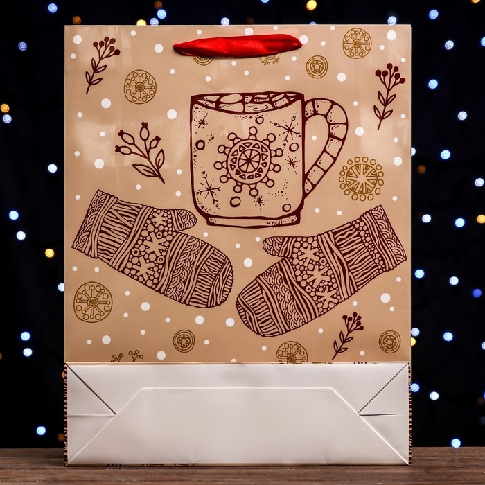 Новый год. Пакет ламинированный вертикальный "Зимних радостей",33 х 42 х 10 см.