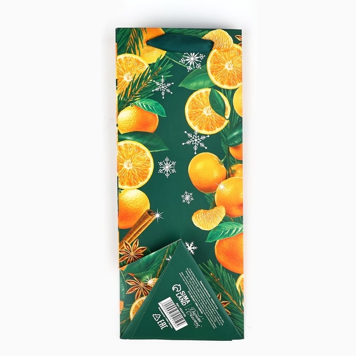 Пакет под бутылку, треугольный &laquo;Новый год&raquo;, 13 х 32 х 11.3 см, Новый год