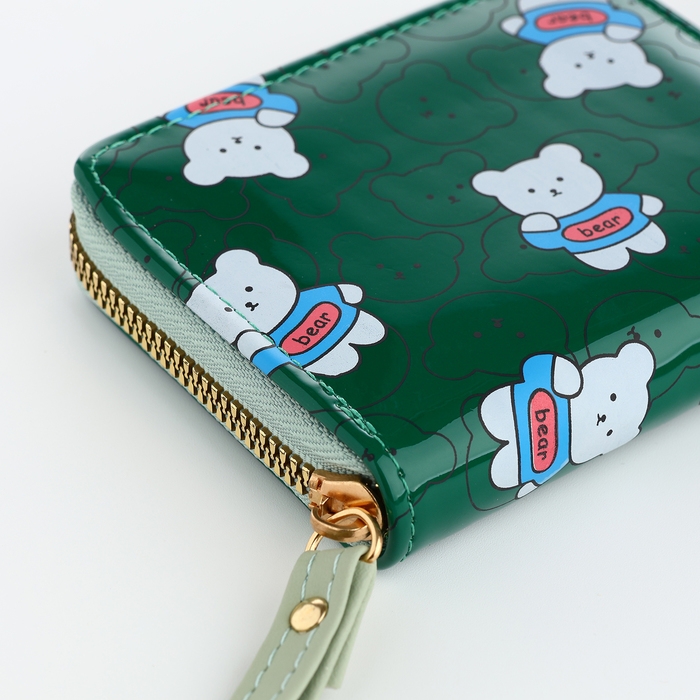 Кошелёк детский на молнии, цвет зелёный