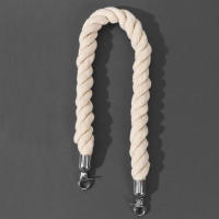 Ручка для сумки, канат, 60 &times; 1,5 см, с карабинами, цвет кремовый/серебряный