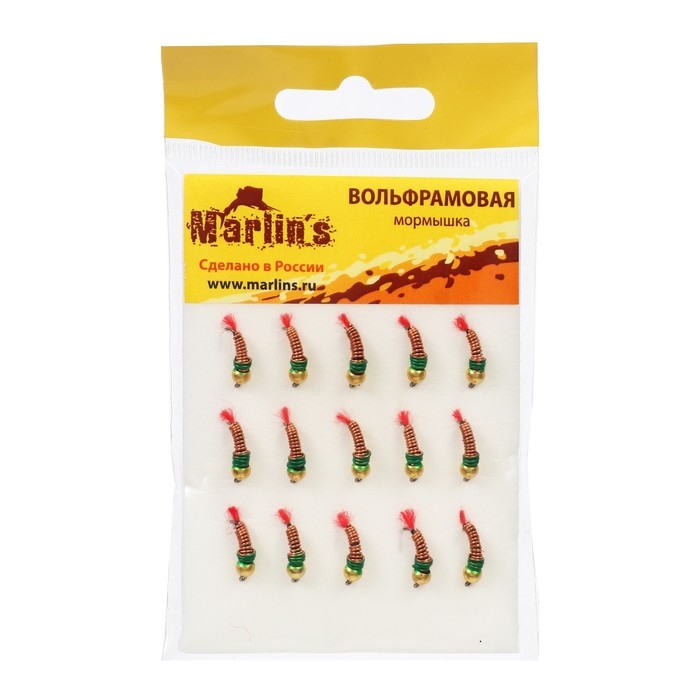 Мормышка вольфрам Marlin's Лесотка, 3.5 мм, 0.45 г, красный 14, цвет золото, 15 шт