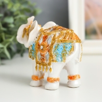 Сувенир полистоун "Белый слон в золотой попоне с синими вставками" МИКС 9,5х5х7 см