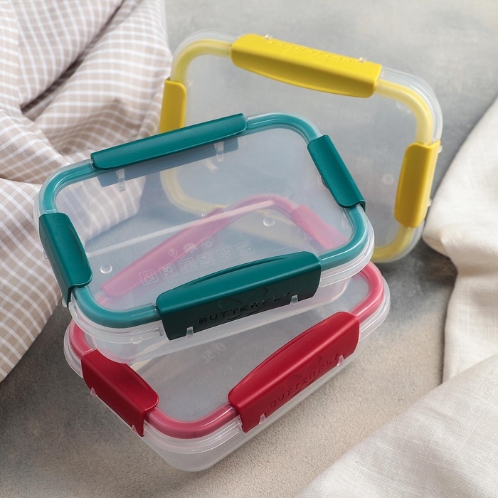 Контейнер герметичный пластиковый Butterfly bright, 500 мл, прозрачный, крышка МИКС