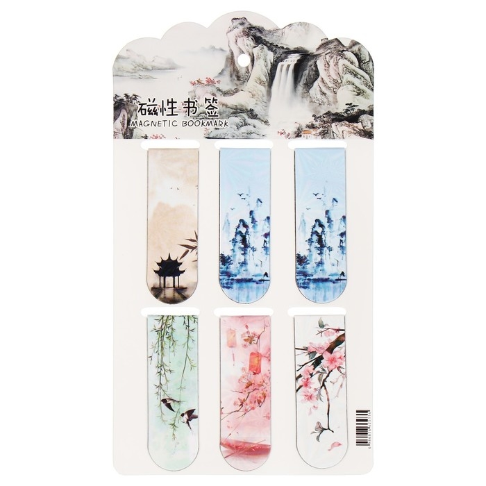 Набор магнитных закладок для книг Calligrata 6 штук, "Цветы", МИКС