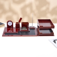 Набор настольный 7в1 (каранд-ца,подст д/ручек,визит-ца,часы Д-009,этажерка,нож канц,подст,)