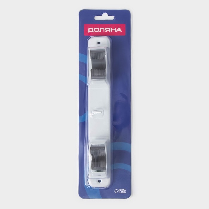 Держатель для швабр Доляна, 3 отделения, с крючком 22&times;2,5&times;5 см, цвет белый