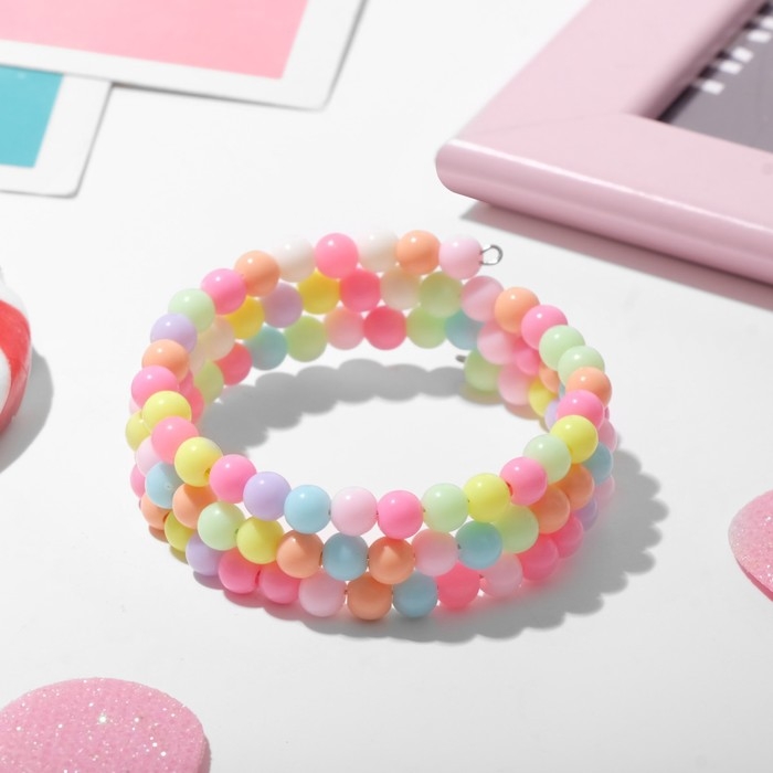 Браслет-пружинка детский &laquo;Выбражулька&raquo; бусинки, три ряда, цветной