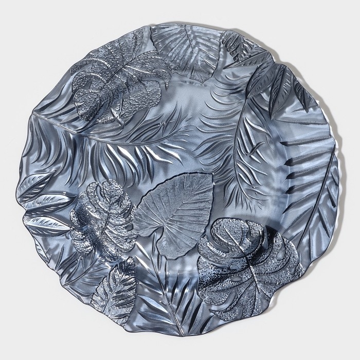 Тарелка стеклянная &laquo;Арабис&raquo;, d=28 см, цвет голубой