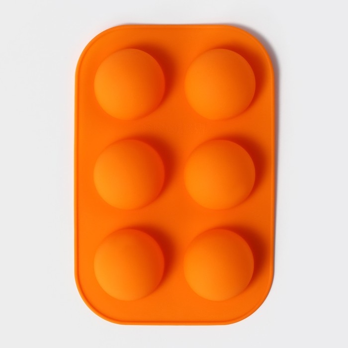 Форма для выпечки Доляна &laquo;Полусферы&raquo;, силикон, 24&times;16 см, 6 ячеек, d=5,5 см, цвет МИКС