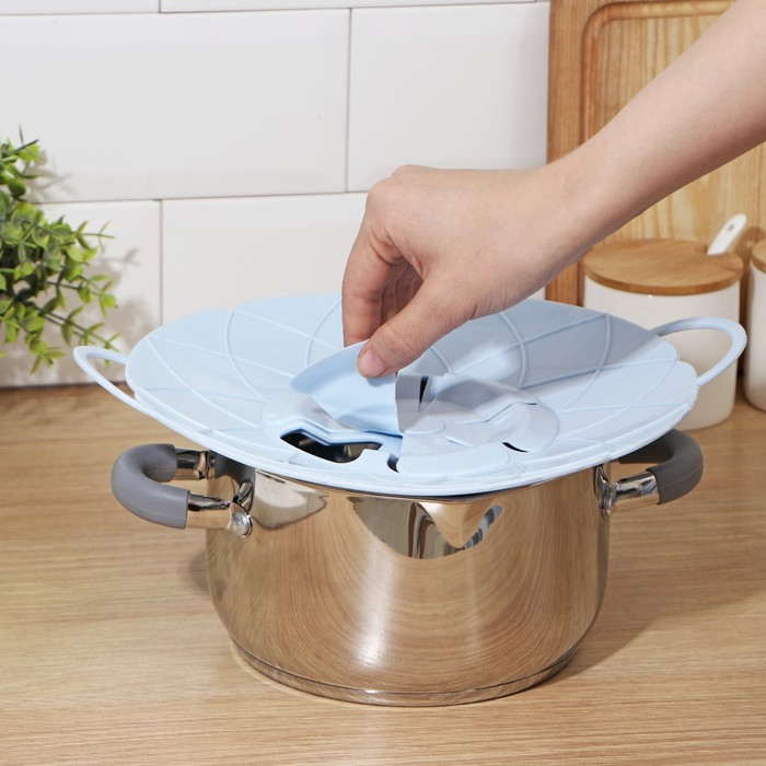 Крышка-невыкипайка силиконовая Доляна &laquo;Актеон&raquo;, d=26 см, цвет голубой