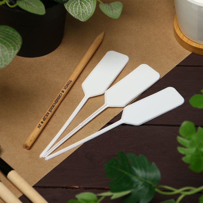 Таблички садовые для маркировки, 15 см, с карандашом, набор 20 шт., пластик