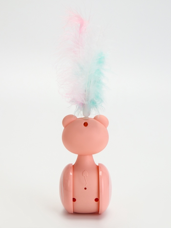 Игрушка-неваляшка с пером под лакомство, 11 х 6 см, Микс цветов