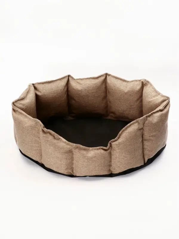 Лежанка для кошек и собак, рогожка, искусственный  мех, 65 х 50 х 20 см