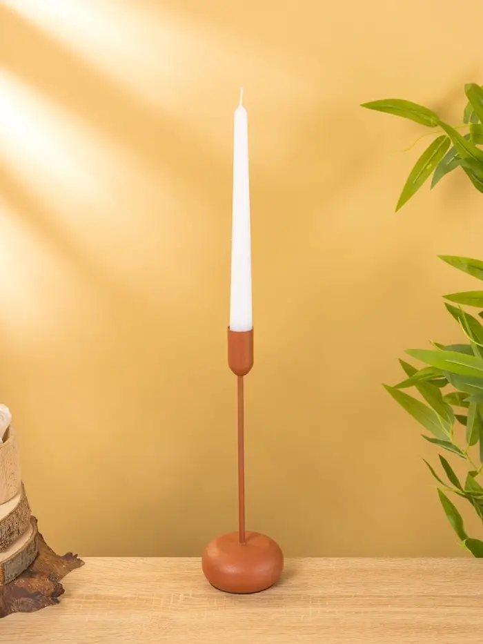 Подсвечник на 1 свечу текстурный "Терракотовый" 8х8х25,5 см