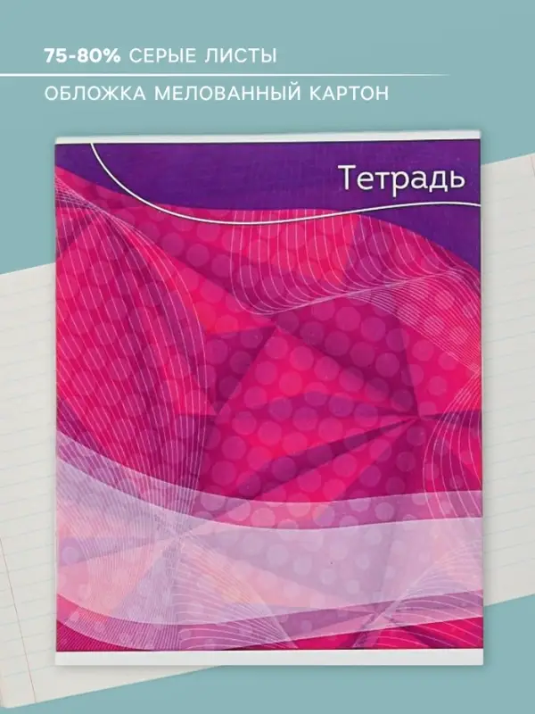 Тетрадь 48 листов в линейку Calligrata &laquo;Графика-2&raquo;, обложка мелованный картон, блок №2, белизна 75% (серые листы), МИКС