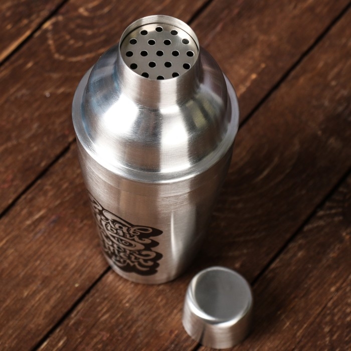 Набор для приготовления коктейлей &laquo;Главный по коктейлям&raquo;, гейзер, джиггер, шейкер 600 мл, ложка